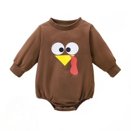 

EHTMSAK Newborn Infant Baby Girl Boy Cotton Cartoon Long Sleeve Bodysuit Camel 0-12M 80