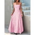 thumbnail image 5 of Women'S Maxi Dress Jacquard Formal Evening Gown Elegant Wedding Guest Party Dress Pink M, 5 of 7