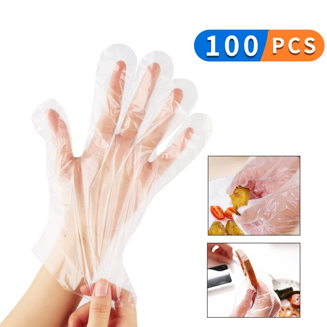 Disposable Food Preparation Gloves 100 Pieces of Plastic Food Safety