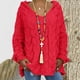 thumbnail image 1 of ICHUANYI Clearance Women Fashion Loose Large Size Color Hood Long Sleeves Sweater Tops(Red, L) ICHUANYI WER2023081014877, 1 of 8