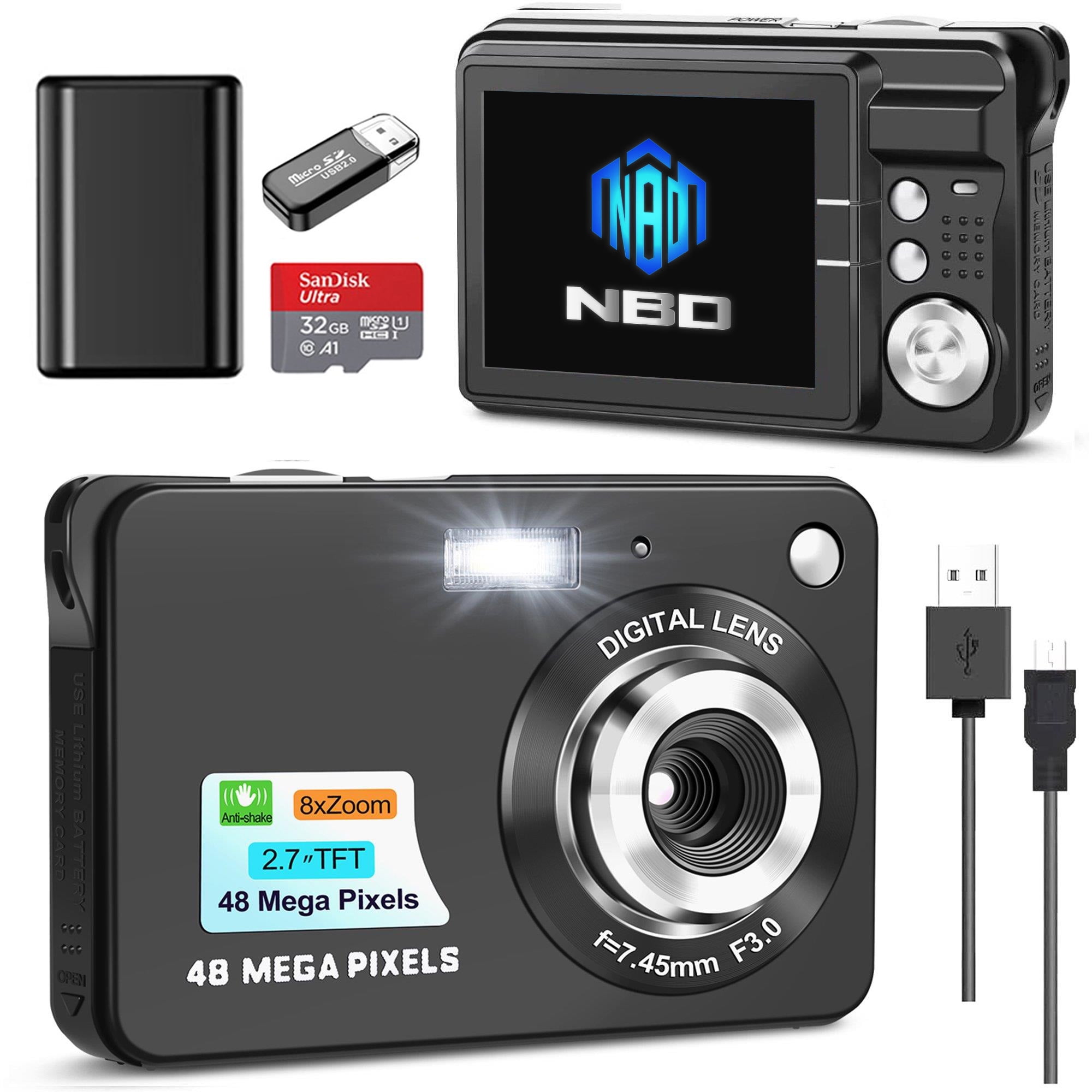 keten abces speler NBD Mini Digital Camera with 48MP 8X Digital Zoom Kids Compact Cameras for  Photography, 2.7 Inch FHD Pocket Cameras Rechargeable Camera for  Backpacking - Walmart.com