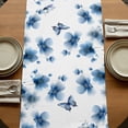 thumbnail image 5 of Table Runners 72 Inches Long Dress Scarves, Navy Blue Floral Farmhouse Kitchen Table Runner, Coffee Tablerunners, Spring Flowers Butterflies Watercolor 16x72 Inch, 5 of 9