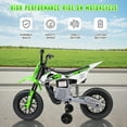 thumbnail image 5 of Farmdex 12V Electric Motorcycle for Kids, Electric Dirt Bike with 2 Training Wheels, Ride on Toy with Twist Grip Throttle, Built-in Music, 30W*2 Motors, Green, 5 of 10