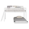 thumbnail image 5 of Bedz King Contemporary Twin Low Loft Bed, Ladder and Under Bed, White, 5 of 9