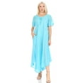 thumbnail image 5 of Sakkas Egan Long Embroidered Caftan Dress / Cover Up With Embroidered Cap Sleeves - P-Turquoise - One Size Regular, 5 of 5