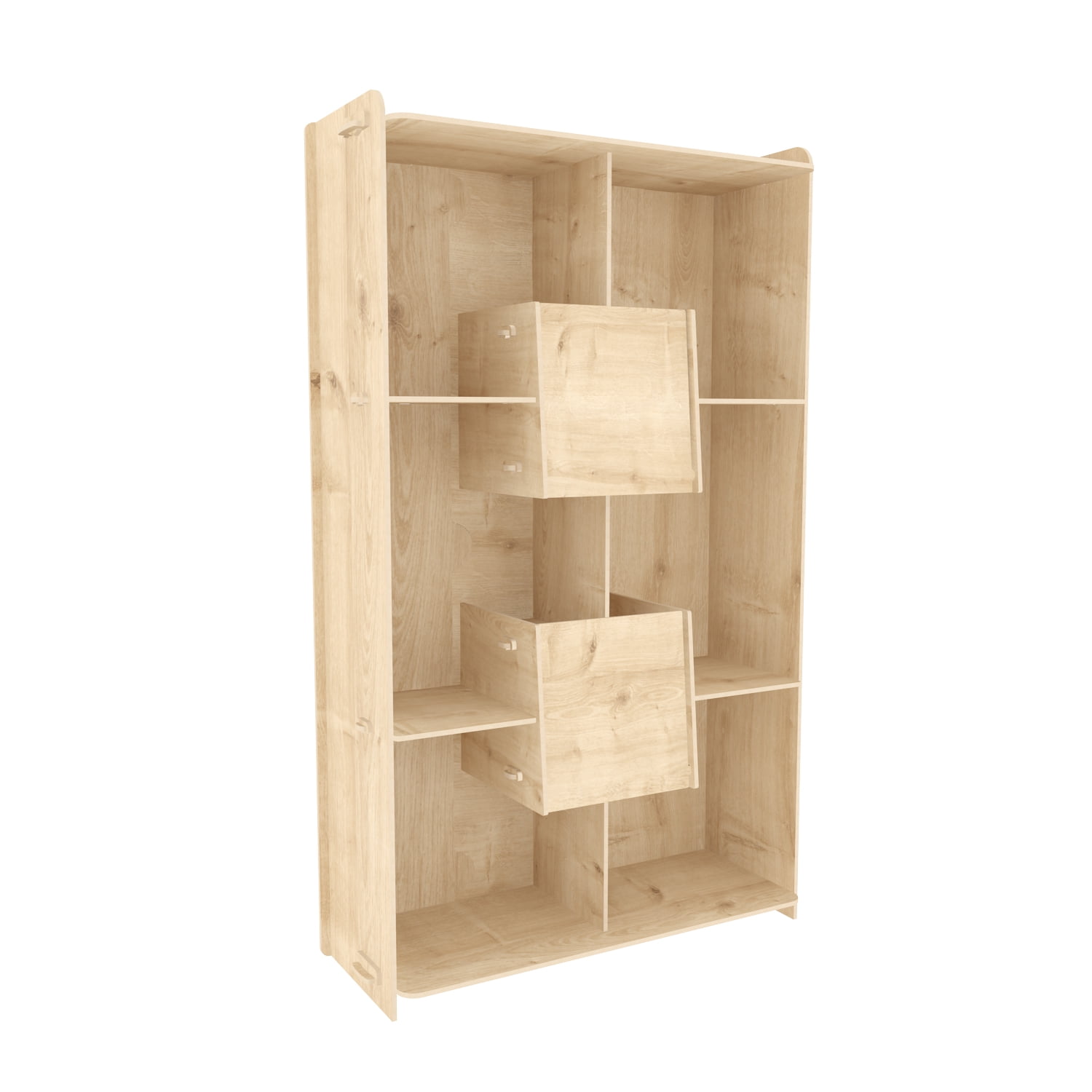 Pana 55'' Long Bookcase Bookshelf Display Unit for Living Rooms or Home Office Natural Oak Finish