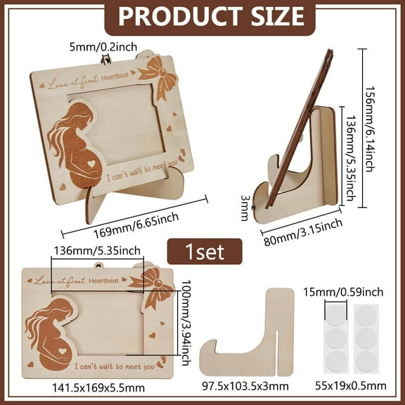 Pregnancy Baby Ultrasound Picture Frame Wood Pregnancy Photo Frame Stand BurlyWood Color Wooden Photo Frame with Easel Stand Ultrasound Frame Pregnancy Gifts New Mom Gifts Nursery Decor
