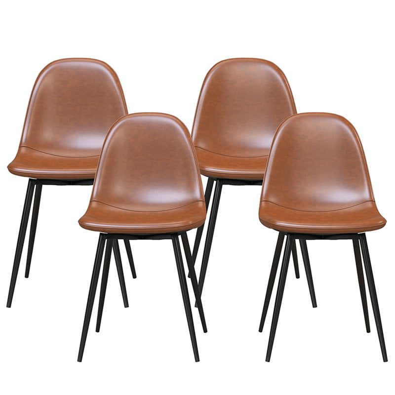 DHP Cooper Faux Leather Dining Side Chair in Camel (Set of 4)