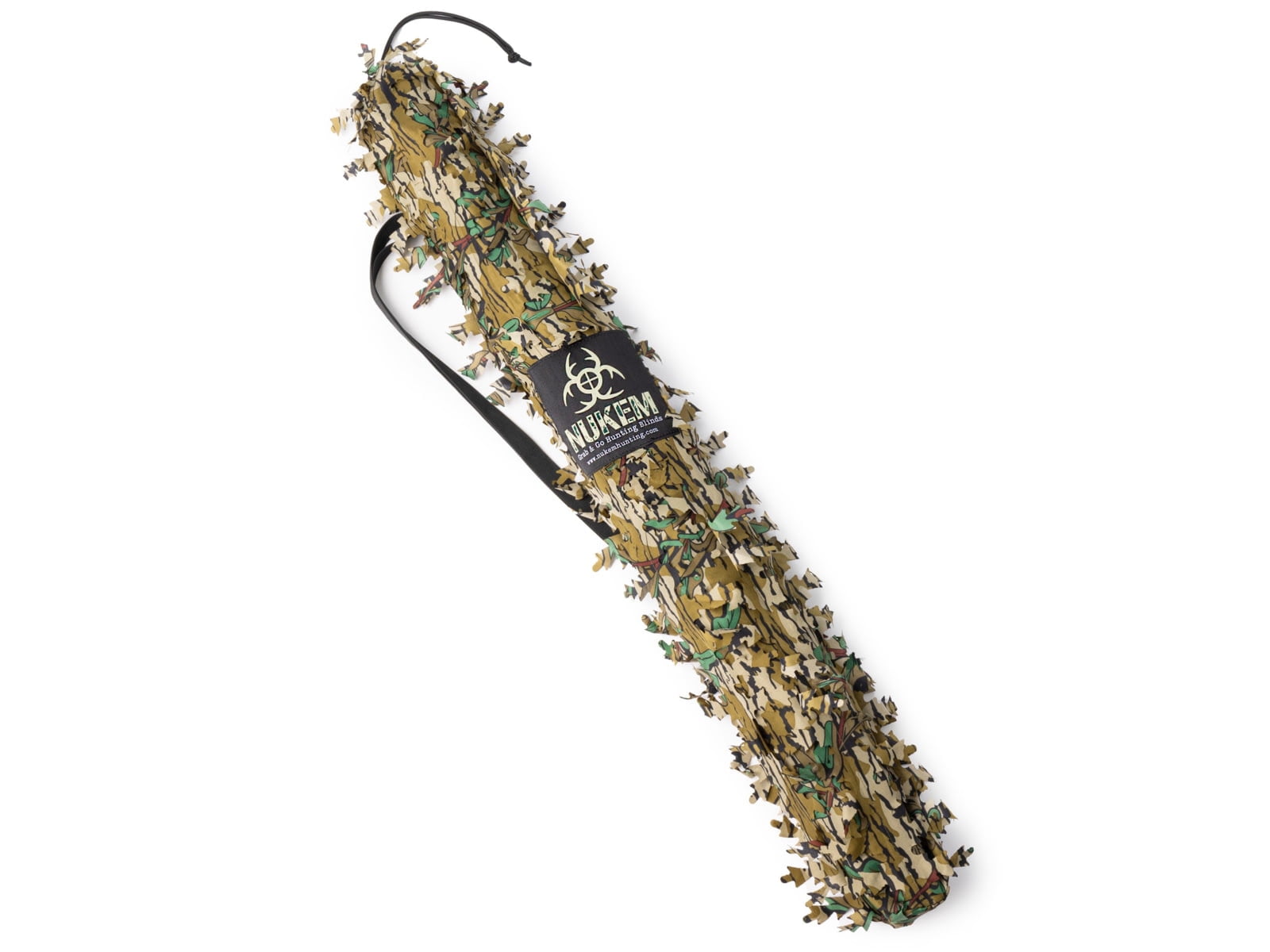 Nukem Grab & Go Hunting Ground Blind - Mossy Oak Green Leaf 3D Leafy - Lightweight Stake-Free Pop up Turkey & Deer Blind (X-Large)