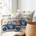 thumbnail image 5 of Autumn Truck Throw Pillow Cover Hello Pumpkin Blue Vintage Truck Pillow Cases Happy Fall Harvest Farm Maple Leaf Pillow Protector Farmhouse Orange and Blue Cushion Covers for Home Bed Outdoor, 5 of 7