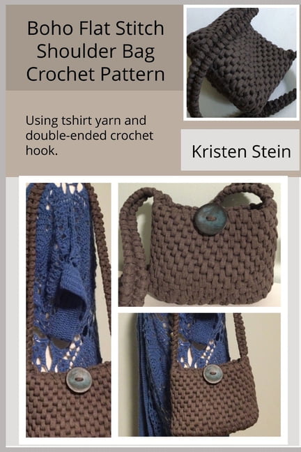 Boho Flat Stitch Shoulder Bag Crochet Pattern: Using tshirt yarn and ...