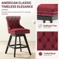 thumbnail image 4 of Swivel Counter Height Bar Stools Set of 2, LEGAHOME Farmhouse Velvet Bar Stools with Back for 34–38" Kitchen Island, Armless Wooden Bar Chairs for Home Bar, Wine Red (Set of 2), 4 of 9