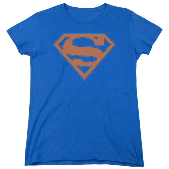 Superman Blue & Orange Shield Women's T-Shirt Royal Blue
