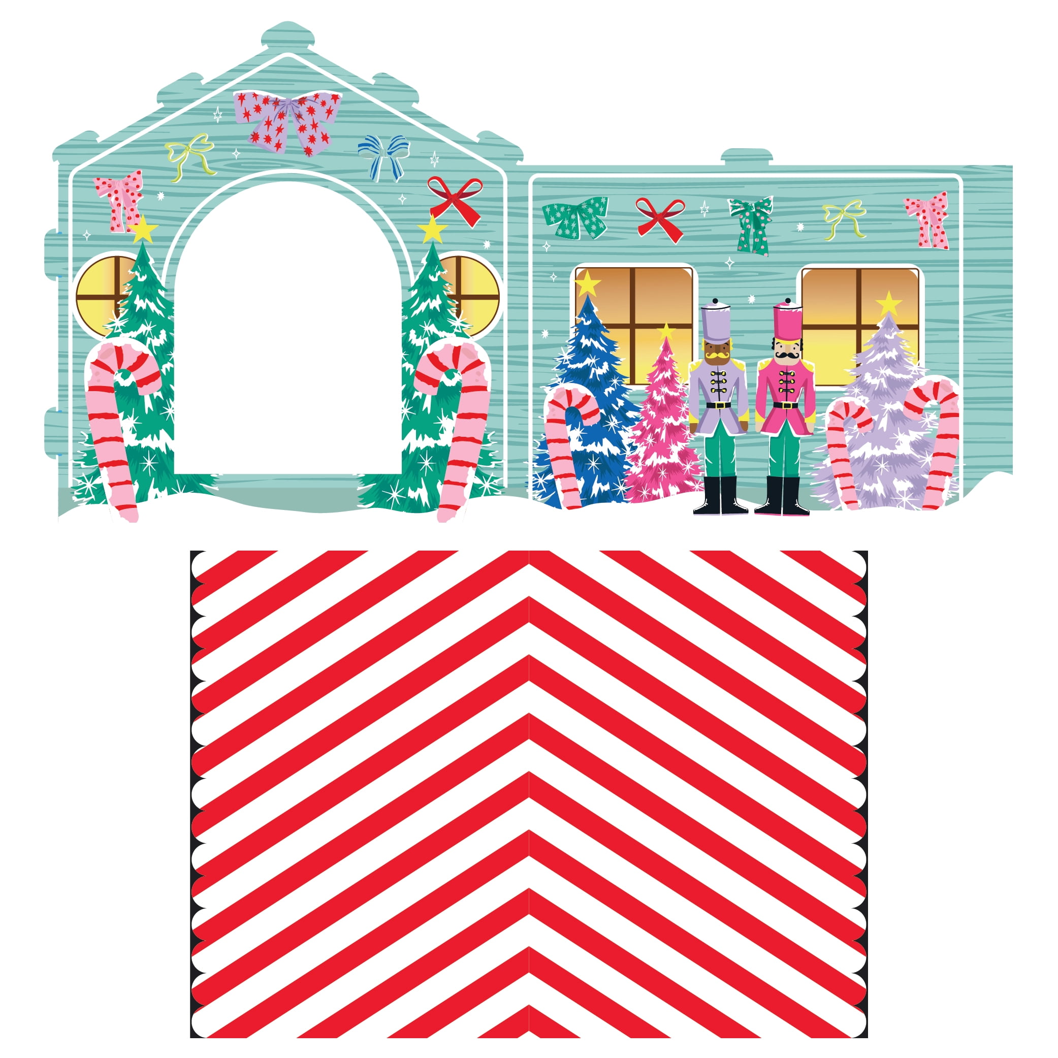 Kitty City Christmas Winter Wonderland Cardboard Cat House with Corrugate Scratching Pad, Multicolored, One Size