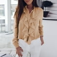 thumbnail image 2 of Blusa de manga larga a la moda para mujer, blusas con cuello en V y mangas, camisa sólida de gasa Fridja  hj4190, 2 of 9