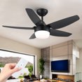 thumbnail image 2 of Wellspeed 40 in Ceiling Fans with Lights and Remote, Black Modern Ceiling Fan with Dimmable Lights, Reversible 5 Blades, Ceiling Fans for Bedroom, Living Room, Indoor, Noiseless Motor, 2 of 18