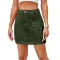 thumbnail image 2 of Women Cargo Mini Skirt Denim Jean Dress with Pocket Green S, 2 of 9