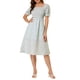 thumbnail image 2 of VESTIDO DE MUJER INSPIRE CHIC Con Escote Cuadrado Floral y Mangas Cortas Abullonadas Vestidos Midi de Primavera Verano Azul 2XL, 2 of 7
