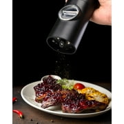 Uncahome 2 Pack Electric Salt and Pepper Grinder Set, Battery Powered - Automatic Salt Pepper Mill Grinder, Black