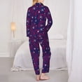 thumbnail image 3 of KLL Dandelions Flowers With Dragonflies Print Women's Long Sleeve Pajamas with Pants Sleepwear Loungewear 2 Set-Large, 3 of 8