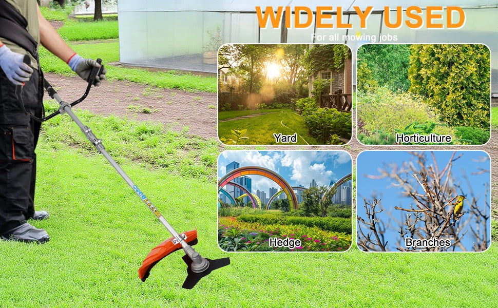 Floseru Gas String Trimmer | 2 in 1 Cordless String Trimmer | 52cc 2-Stroke Weed Wacker Gas Powered | Weed Eater| Gas Weed Eater | Grass Trimmer | 10'' Brush Cutter & Shoulder Strap Included