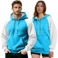 thumbnail image 5 of jobturf Hoodies for Men Women Color Block Drawstring Long Sleeve Tops Fall Winter Fashion Matching Sweatshirt for Couples with Pocket, 5 of 9