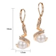 thumbnail image 3 of Yoursfs White Pearl Dangle Earrings for Women Pierced Earrings Rose Gold Plated Earrings Leverback Pearl Earrings, 3 of 4