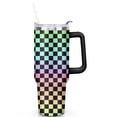 thumbnail image 2 of Rainbow Checkerboard 40oz Stainless Steel Vacuum Insulated Tumbler with Lid and Straw for Water Iced Tea Coffee Smoothie and More, 2 of 7