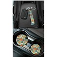 thumbnail image 3 of HUIACONG Vintage Boho Floral Car Seat Covers Full Set 14 Pcs Universal Fit Stretchy Non-Slip Auto Interior Decor with Steering Wheel Cover Seat Belt Pads Coasters Storage Bag, 3 of 7