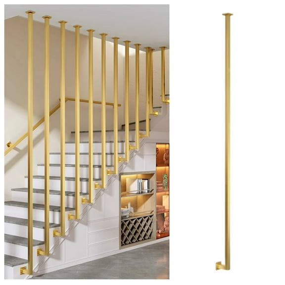 Handrail Stairs for Level and Inclined Stairs, Wrought Iron Posts Support Rod for Lofts/Hotel/Villas/Office Staircase Remodeling