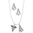 thumbnail image 1 of Delight Jewelry Silvertone Caduceus - DPT Silver tone Zig Zag Christmas Tree Charm Necklace and Stud Earrings, 1 of 4