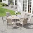 thumbnail image 5 of DIFY 47" Round Metal Patio Dining Table for 4, with Storage Shelf & Umbrella Hole, Sand, 5 of 5