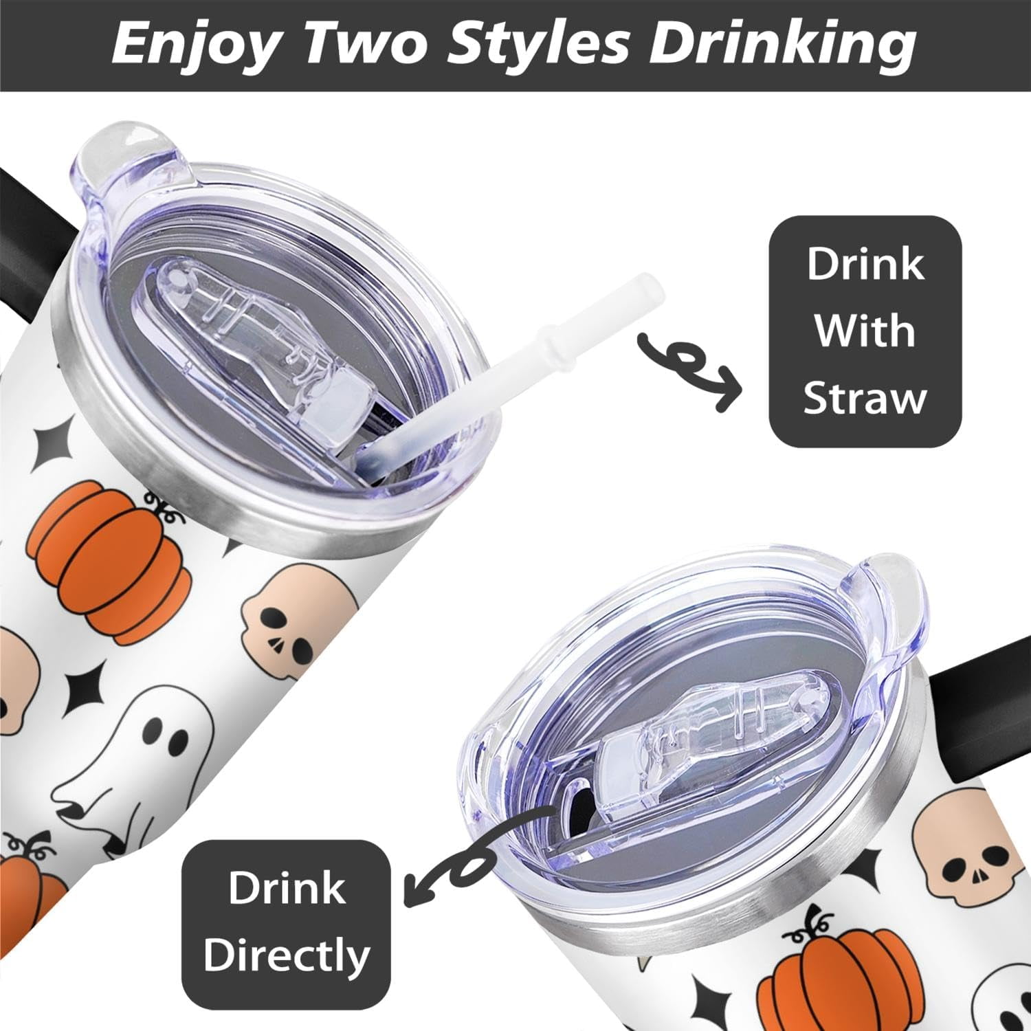 40 Oz Fall Tumbler with Handle and Straw Lid, Fall Cup Stainless Steel Fall Coffee Mug Keeps Drinks Cold & Hot, Autumn Mugs Fall Themed Thanksgiving Gifts For Women