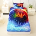 thumbnail image 3 of Erosebridal Teens Abstract Flame Soccer Twin Sheet Sets 3pcs,Sport Football Hexagon Bedding for Kids Boys Girls,Lightweight Room Decor, 3 of 5