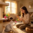 thumbnail image 5 of FEOLGEHLY Hanging Cotton Rope Ball Cat Toy - Natural Braid Teething Chew Toy for Indoor Cats, Cage-Mountable Interactive Plaything for Multi-Pet Households, Washable and Durable (Green), 5 of 7