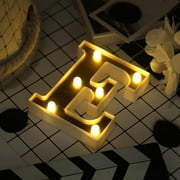 Efavormart 6 3D Gold Marquee Letters 5 LED Light Up Letters Warm White LED Letter Lights - E