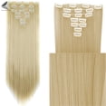 thumbnail image 3 of PULLIMORE 24 inch Clip in Hair Extension Straight Bendable Full Head Synthetic Hairpieces 16 Pieces Clips, 3 of 8