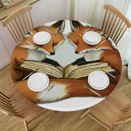 

Autua Foxes Pillow Reading Round Tablecloth - Stain-Resistant and Washable Table Cover for Indoor and Outdoor Use Ideal for Restaurants Weddings Parties Picnics Camping and Kitchen Dining 42 -46