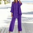 thumbnail image 5 of Ploknplq Jumpsuits for Women,Jogging Suits for Women Plus Size,Lounge Sets for Women,Shirt Tops Pockets Pants Shirt Trousers Set,Matching Sets Women Clothing,Track Suits for Women Set Purple M, 5 of 5