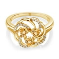 thumbnail image 2 of Gem Stone King 18K Yellow Gold Plated Silver Heart Yellow Citrine 3-Stone Ring for Women (0.98 Cttw, Heart Shape 4MM, Gemstone November Birthstone, Size 8), 2 of 4