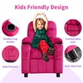 thumbnail image 3 of ICEELF Kids Recliner Chair with Cup Holder, Adjustable Velvet Lounge Chair with Footrest, Side Pockets for Boys Girls Bedroom, Rose Pink, 3 of 7