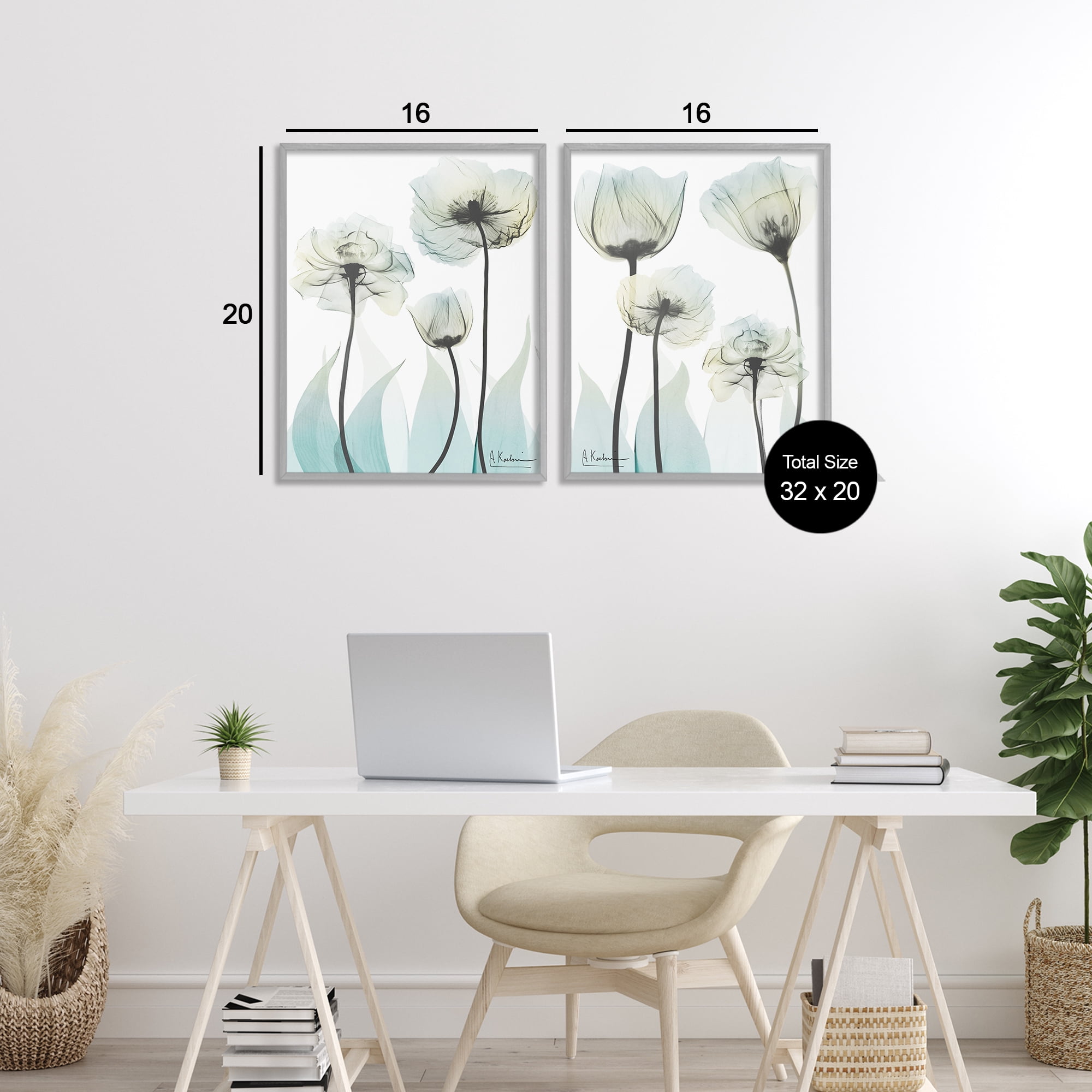 Stupell Industries Luxury Of Creation Flowers 2 Piece Gray Framed Giclee Art Set, design by Albert Koetsier