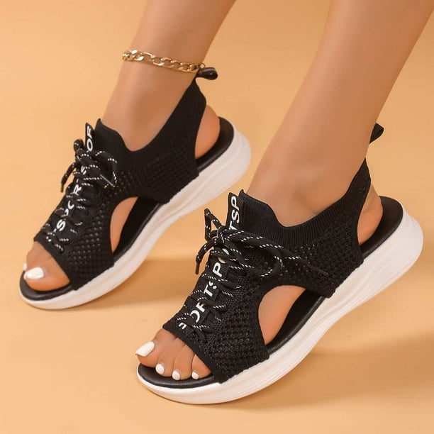 MKLEKYY Sandalias de Mujer Sandalias de Tela de Verano A La Moda para Mujer, Transpirables, Con Punta Abierta, Zapatos de Plataforma Cómodos