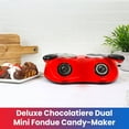 thumbnail image 6 of Total Chef Deluxe Chocolatiere Dual Electric Melter for Chocolate and Candy Melts, 17.6 oz (500 g), Fondue Pot, DIY Candy Maker with 100+ Piece Accessory Kit for Dessert, Special Occasion, Red, 6 of 7