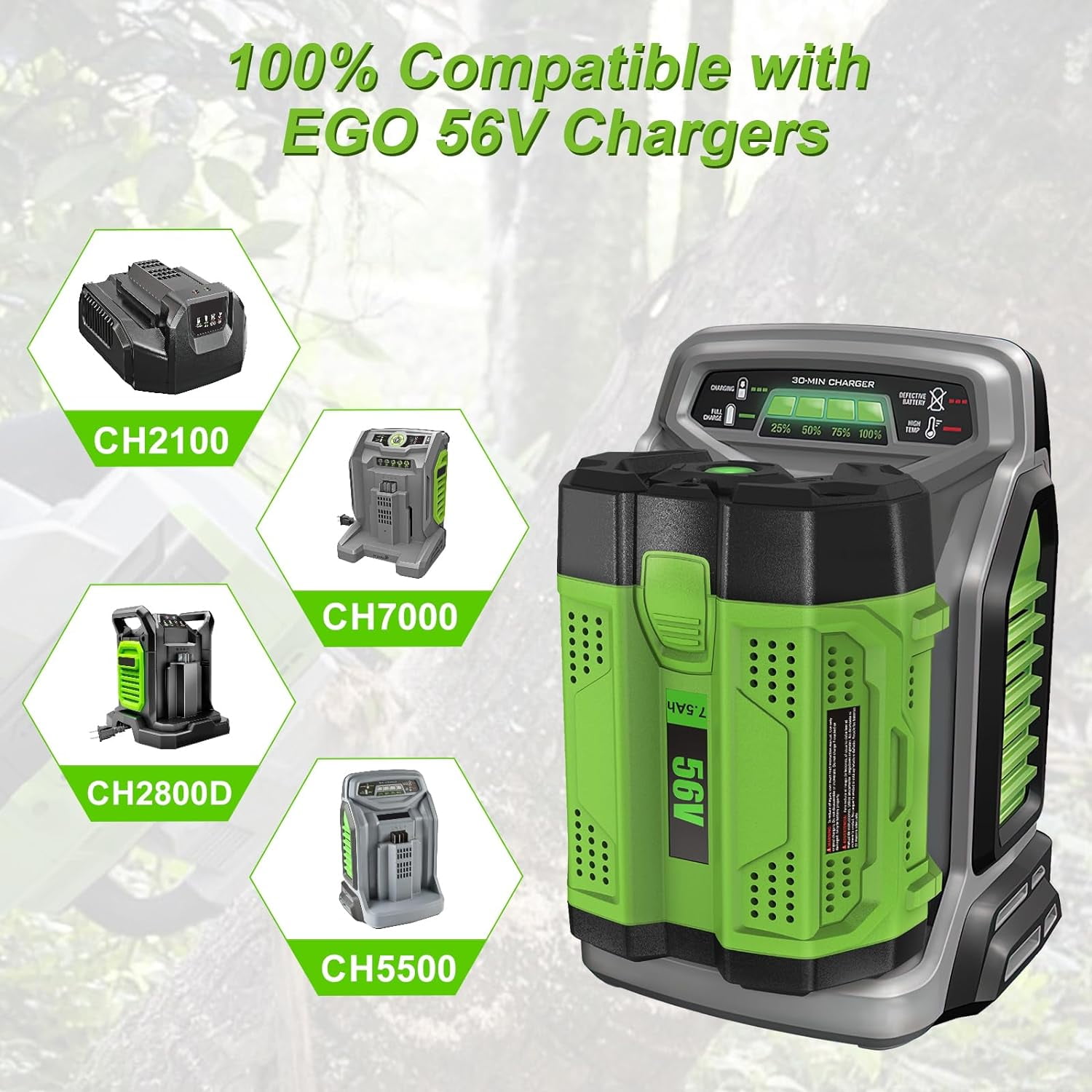7500mAh Replacement for EGO 56V Battery 56 Volt Lithium-ion BA2800T BA2800 BA4200 BA1400