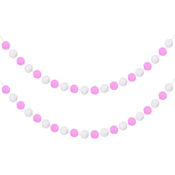Uxcell 3pcs Pom Pom Garland 6.6 ft 30 Balls Colorful Felt Ball Garland for Wall Christmas Tree Decor Birthday Banner Easter Party Decorations, White, Light Purple
