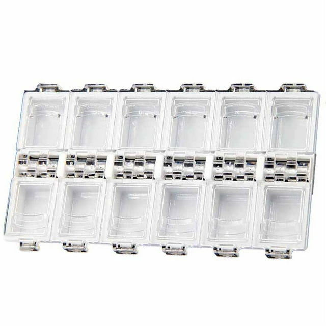 serony 12 Grids Manicure Tool Box Organizer PVC Nail Tool Storage Box DIY Nail Art Container, White Bottom