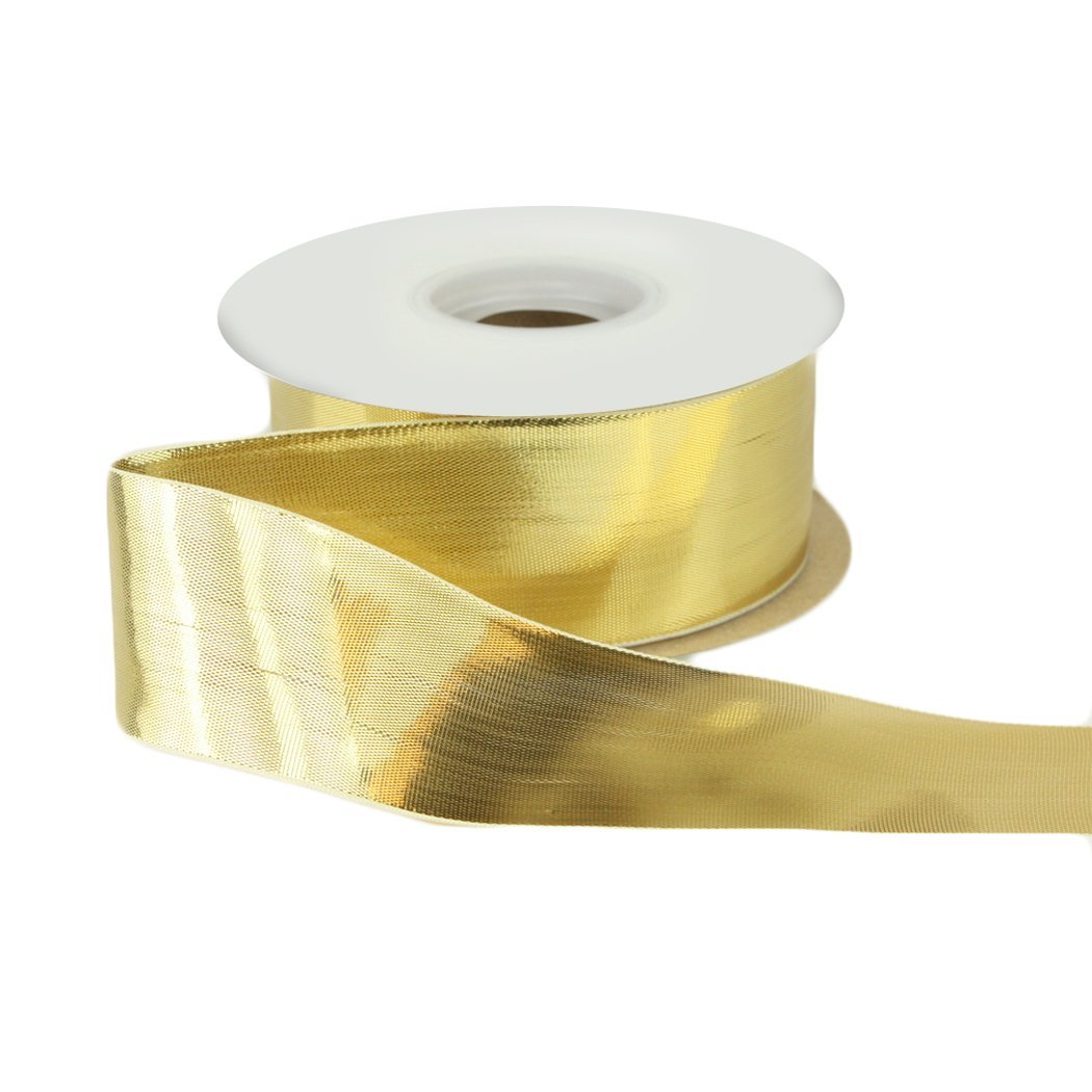 Woven Metallic Craft Ribbon, 11/2Inch Wide by 50Yard Spool, Gold