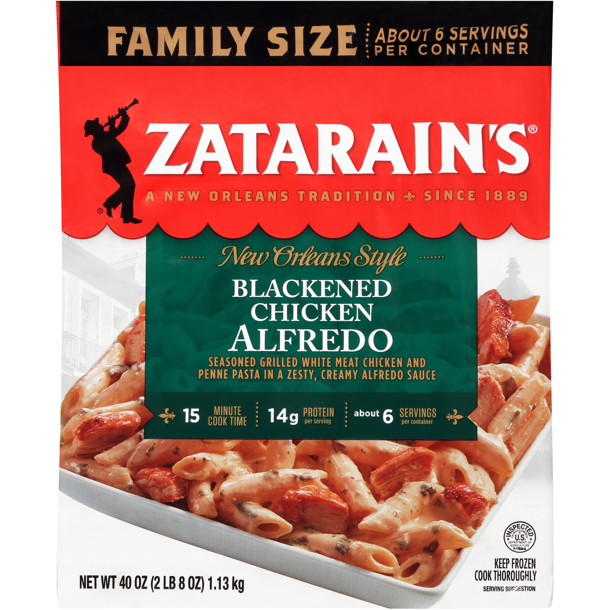 Zatarain's Frozen Meal Blackened Chicken Alfredo, 40 oz