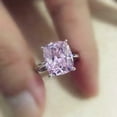 thumbnail image 3 of 3Ct Cushion Cut Lab Created Pink Sapphire Engagement 14K White Gold Plated Ring, 3 of 4